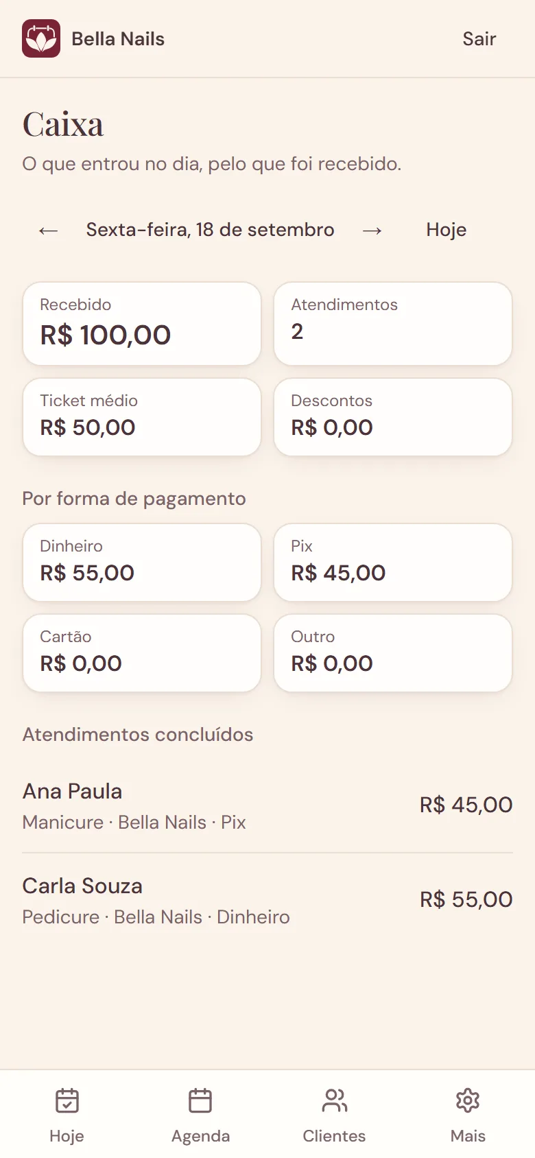 Tela Caixa da LUY