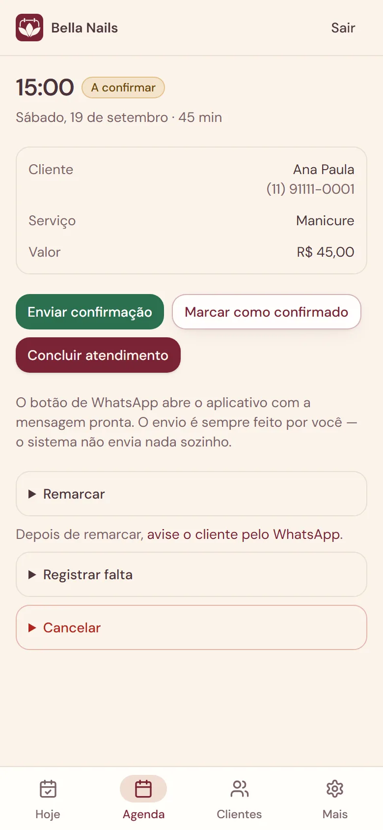 Tela Confirmação da LUY